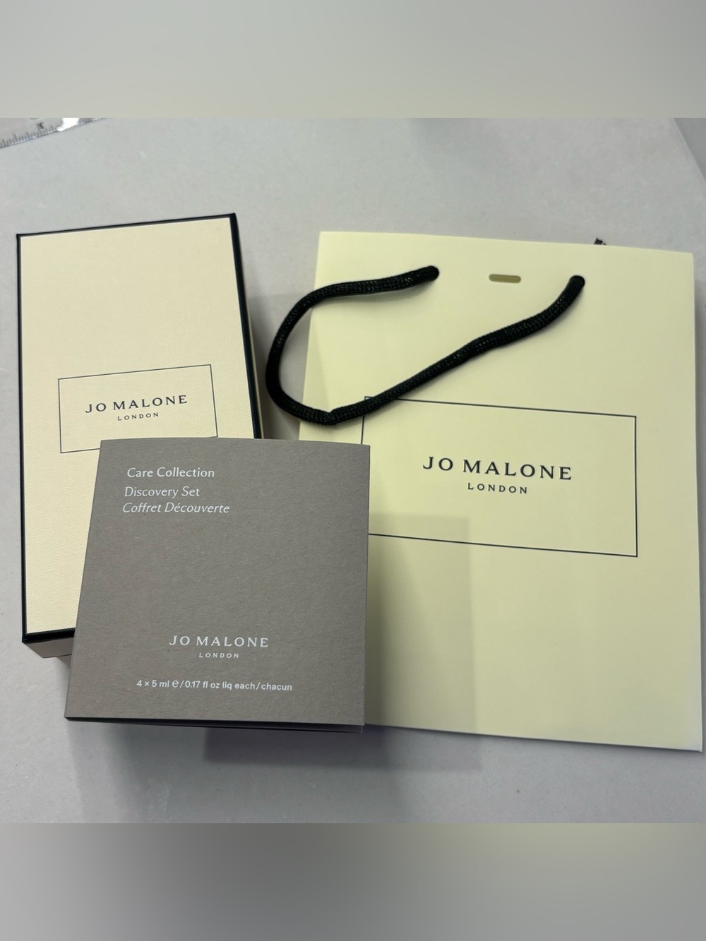 Jo Malone Care Collection Sample Gift Set with Cream Bag and gift box